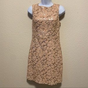 Belle Badgley Mischka Nude Sequin Cocktail Dress Size 2